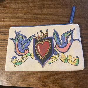 BRIGHTON 2019 Love Of Art Canvas Multi-Color Zipper Pouch/Cosmetic Bag ~